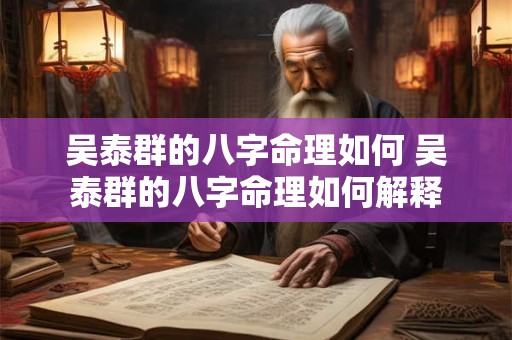 吴泰群的八字命理如何 吴泰群的八字命理如何解释 吴泰群的八字命理如何 吴泰群的八字命理如何解释