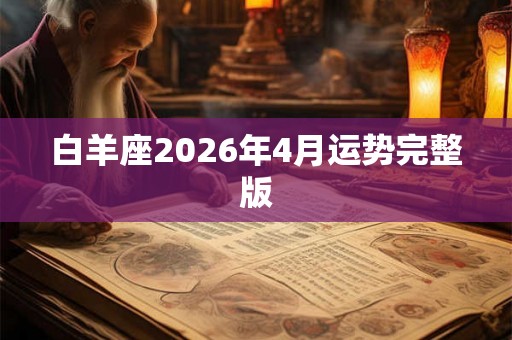 白羊座2026年4月运势完整版 白羊座2026年4月运势完整版