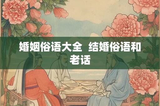 婚姻俗语大全 结婚俗语和老话 婚姻俗语大全 结婚俗语和老话