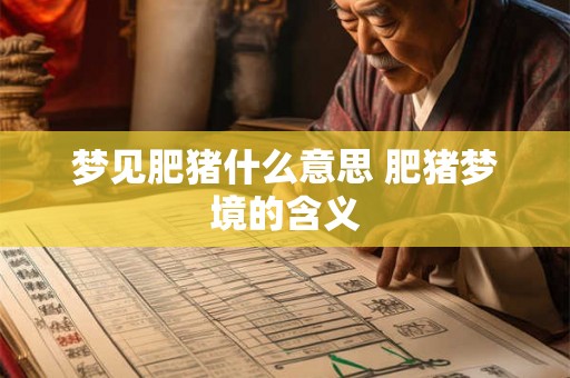 梦见肥猪什么意思 肥猪梦境的含义