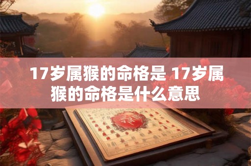 17岁属猴的命格是 17岁属猴的命格是什么意思