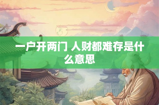 一户开两门 人财都难存是什么意思 一户开两门 人财都难存是什么意思