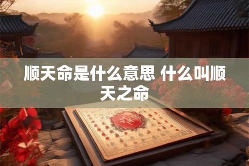 顺天命是什么意思 什么叫顺天之命 顺天命是什么意思 什么叫顺天之命
