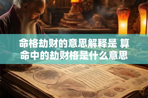 命格劫财的意思解释是 算命中的劫财格是什么意思 命格劫财的意思解释是 算命中的劫财格是什么意思
