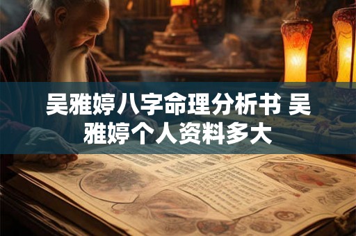 吴雅婷八字命理分析书 吴雅婷个人资料多大 吴雅婷八字命理分析书 吴雅婷个人资料多大