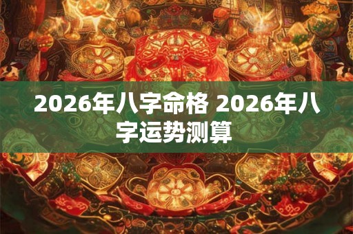 2026年八字命格 2026年八字运势测算 2026年八字命格 2026年八字运势测算