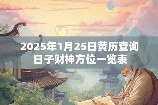 2025年1月25日黄历查询 日子财神方位一览表 2025年1月25日黄历查询 日子财神方位一览表