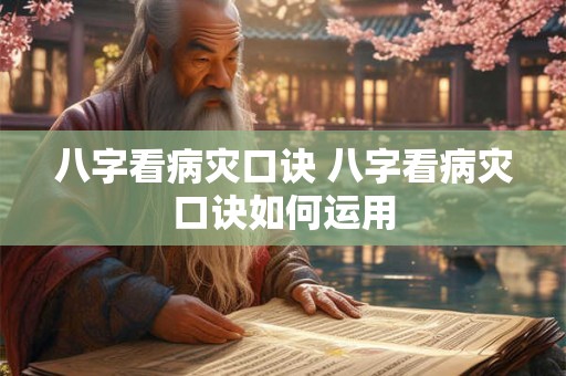 八字看病灾口诀 八字看病灾口诀如何运用