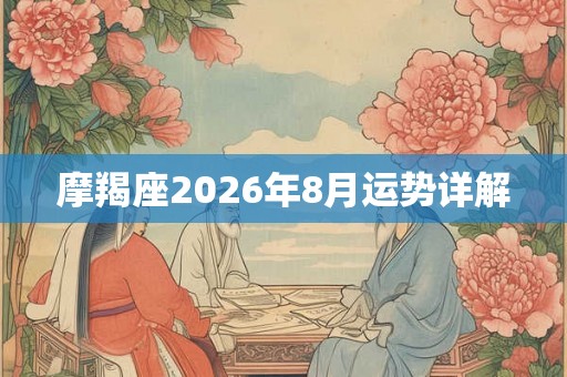 摩羯座2026年8月运势详解