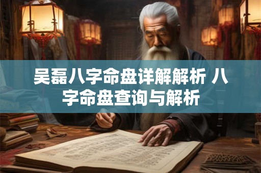 吴磊八字命盘详解解析 八字命盘查询与解析