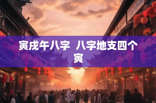 寅戌午八字 八字地支四个寅 寅戌午八字 八字地支四个寅