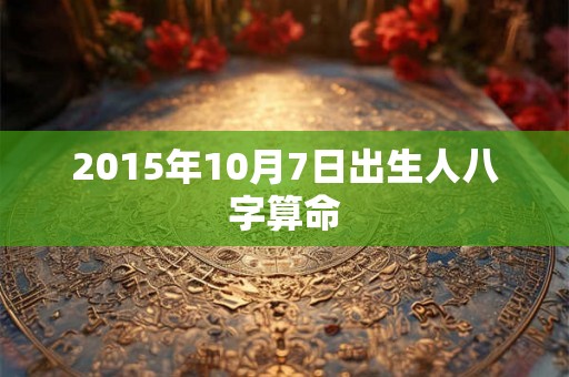 2015年10月7日出生人八字算命 2015年10月7日出生人八字算命
