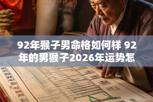 92年猴子男命格如何样 92年的男猴子2026年运势怎么样 92年猴子男命格如何样 92年的男猴子2026年运势怎么样