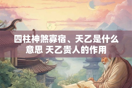 四柱神煞寡宿、天乙是什么意思 天乙贵人的作用 四柱神煞寡宿、天乙是什么意思 天乙贵人的作用