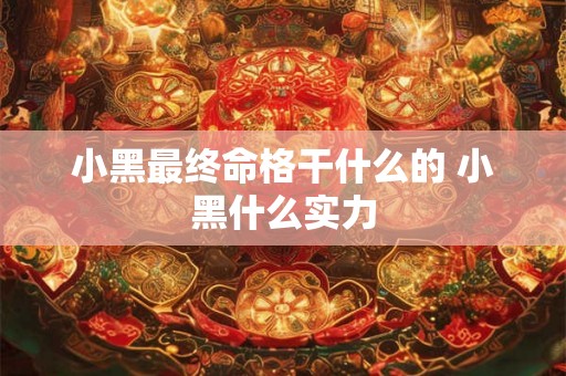 小黑最终命格干什么的 小黑什么实力 小黑最终命格干什么的 小黑什么实力