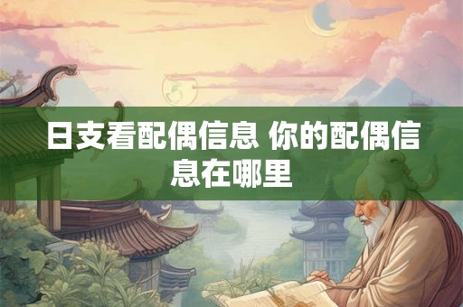 日支看配偶信息 你的配偶信息在哪里 日支看配偶信息 你的配偶信息在哪里