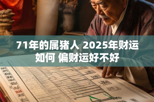 71年的属猪人 2025年财运如何 偏财运好不好 71年的属猪人 2025年财运如何 偏财运好不好