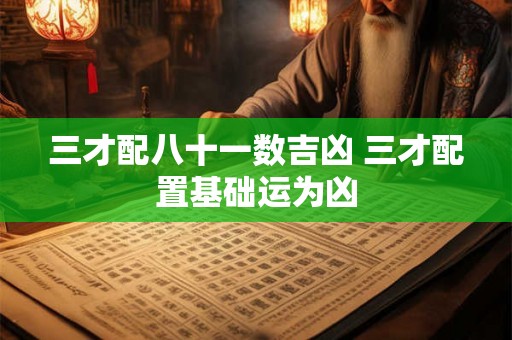 三才配八十一数吉凶 三才配置基础运为凶