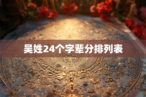 吴姓24个字辈分排列表 吴姓24个字辈分排列表