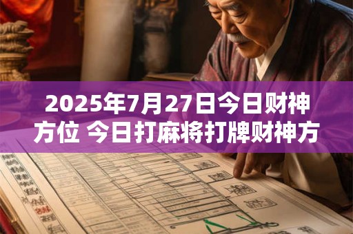 2025年7月27日今日财神方位 今日打麻将打牌财神方位