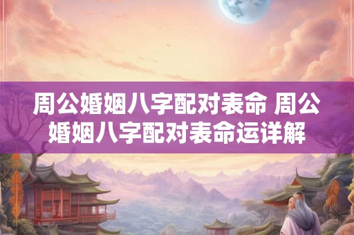 周公婚姻八字配对表命 周公婚姻八字配对表命运详解