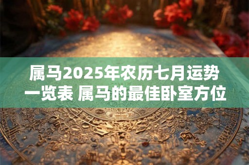 属马2025年农历七月运势一览表 属马的最佳卧室方位 属马2025年农历七月运势一览表 属马的最佳卧室方位