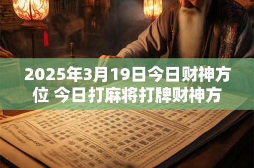 2025年3月19日今日财神方位 今日打麻将打牌财神方位