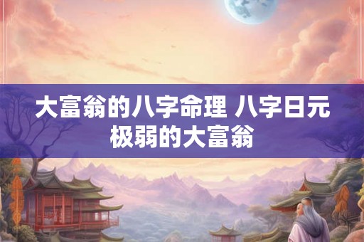 大富翁的八字命理 八字日元极弱的大富翁 大富翁的八字命理 八字日元极弱的大富翁