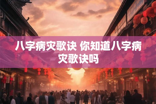 八字病灾歌诀 你知道八字病灾歌诀吗