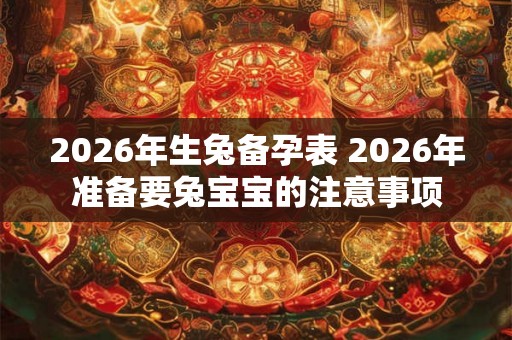 2026年生兔备孕表 2026年准备要兔宝宝的注意事项