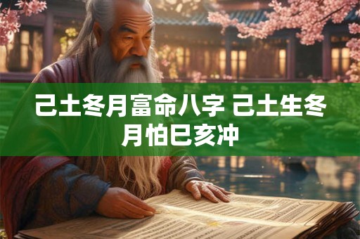 己土冬月富命八字 己土生冬月怕巳亥冲 己土冬月富命八字 己土生冬月怕巳亥冲