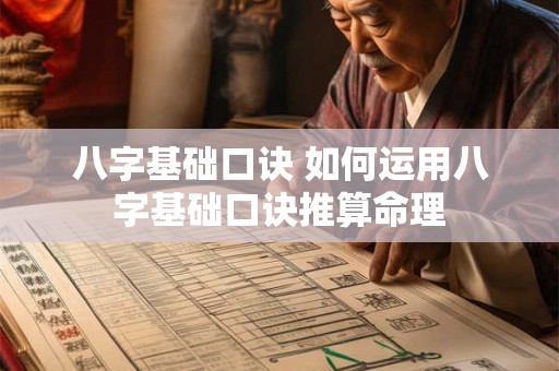 八字基础口诀 如何运用八字基础口诀推算命理 八字基础口诀 如何运用八字基础口诀推算命理