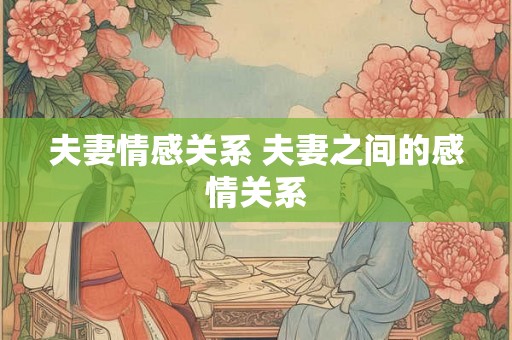 夫妻情感关系 夫妻之间的感情关系 夫妻情感关系 夫妻之间的感情关系