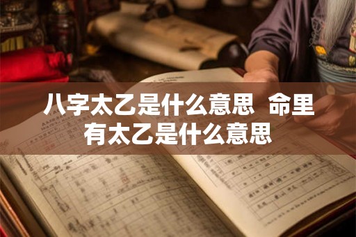八字太乙是什么意思  命里有太乙是什么意思