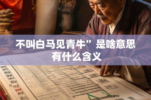 不叫白马见青牛”是啥意思 有什么含义 不叫白马见青牛”是啥意思 有什么含义