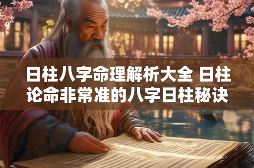 日柱八字命理解析大全 日柱论命非常准的八字日柱秘诀 日柱八字命理解析大全 日柱论命非常准的八字日柱秘诀