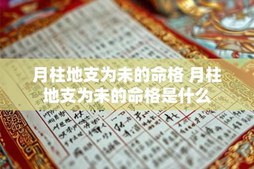 月柱地支为未的命格 月柱地支为未的命格是什么