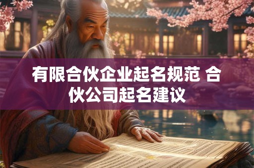 有限合伙企业起名规范 合伙公司起名建议 有限合伙企业起名规范 合伙公司起名建议
