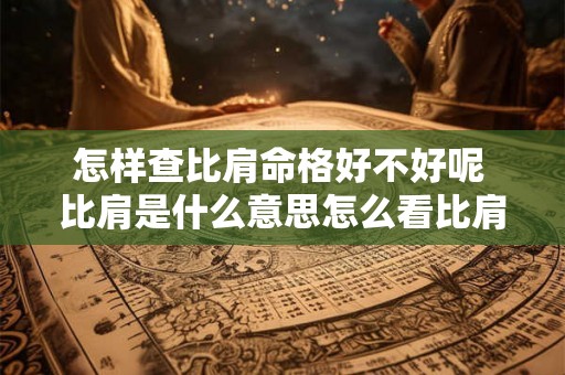 怎样查比肩命格好不好呢 比肩是什么意思怎么看比肩 怎样查比肩命格好不好呢 比肩是什么意思怎么看比肩