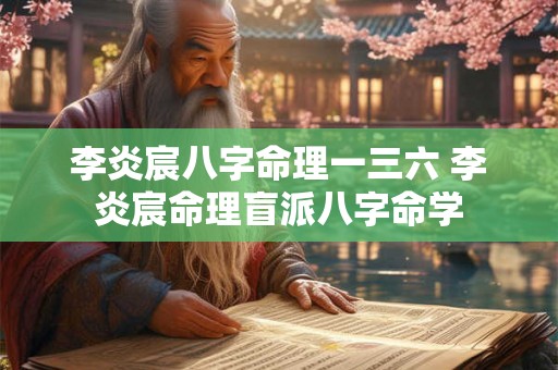 李炎宸八字命理一三六 李炎宸命理盲派八字命学 李炎宸八字命理一三六 李炎宸命理盲派八字命学