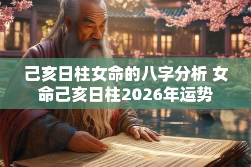 己亥日柱女命的八字分析 女命己亥日柱2026年运势 己亥日柱女命的八字分析 女命己亥日柱2026年运势