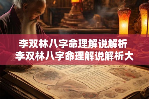 李双林八字命理解说解析 李双林八字命理解说解析大全 李双林八字命理解说解析 李双林八字命理解说解析大全