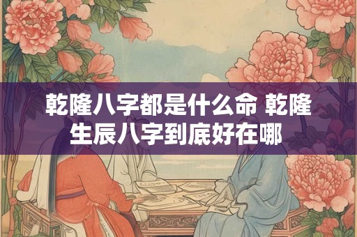 乾隆八字都是什么命 乾隆生辰八字到底好在哪 乾隆八字都是什么命 乾隆生辰八字到底好在哪