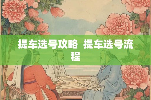 提车选号攻略 提车选号流程 提车选号攻略 提车选号流程
