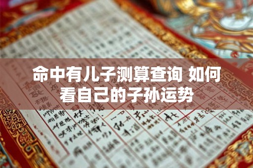 命中有儿子测算查询 如何看自己的子孙运势