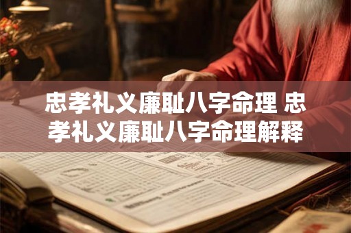 忠孝礼义廉耻八字命理 忠孝礼义廉耻八字命理解释 忠孝礼义廉耻八字命理 忠孝礼义廉耻八字命理解释