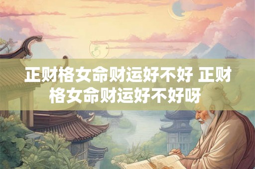 正财格女命财运好不好 正财格女命财运好不好呀 正财格女命财运好不好 正财格女命财运好不好呀
