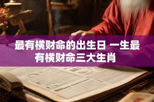 最有横财命的出生日 一生最有横财命三大生肖 