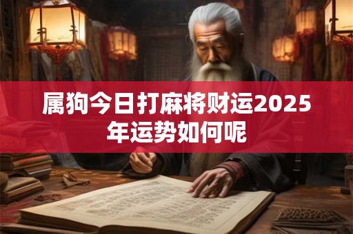 属狗今日打麻将财运2025年运势如何呢 属狗今日打麻将财运2025年运势如何呢