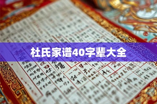 杜氏家谱40字辈大全 杜氏家谱40字辈大全
